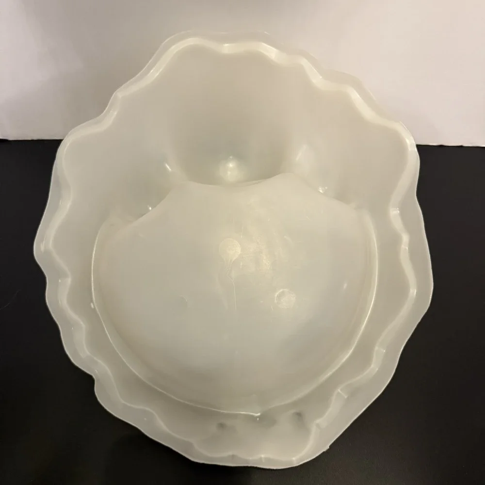 Glow in the Dark Plastic Halloween Candy Dish Bowl Molded White Ghost Shape VTG